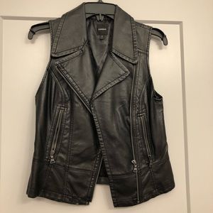 Express faux leather moto vest